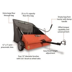 Agri-Fab 45-0492 44" SmartSWEEP Tow-Behind Sweeper -Lawn Mower Shop 45 0492 features
