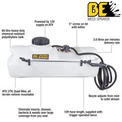 BE AGRIEase 68 Litre 12V ATV Mountable Weed Sprayer 15 BE AGRIEase 68 Litre 12V ATV Mountable Weed Sprayer -Lawn Mower Shop be weed sprayer features