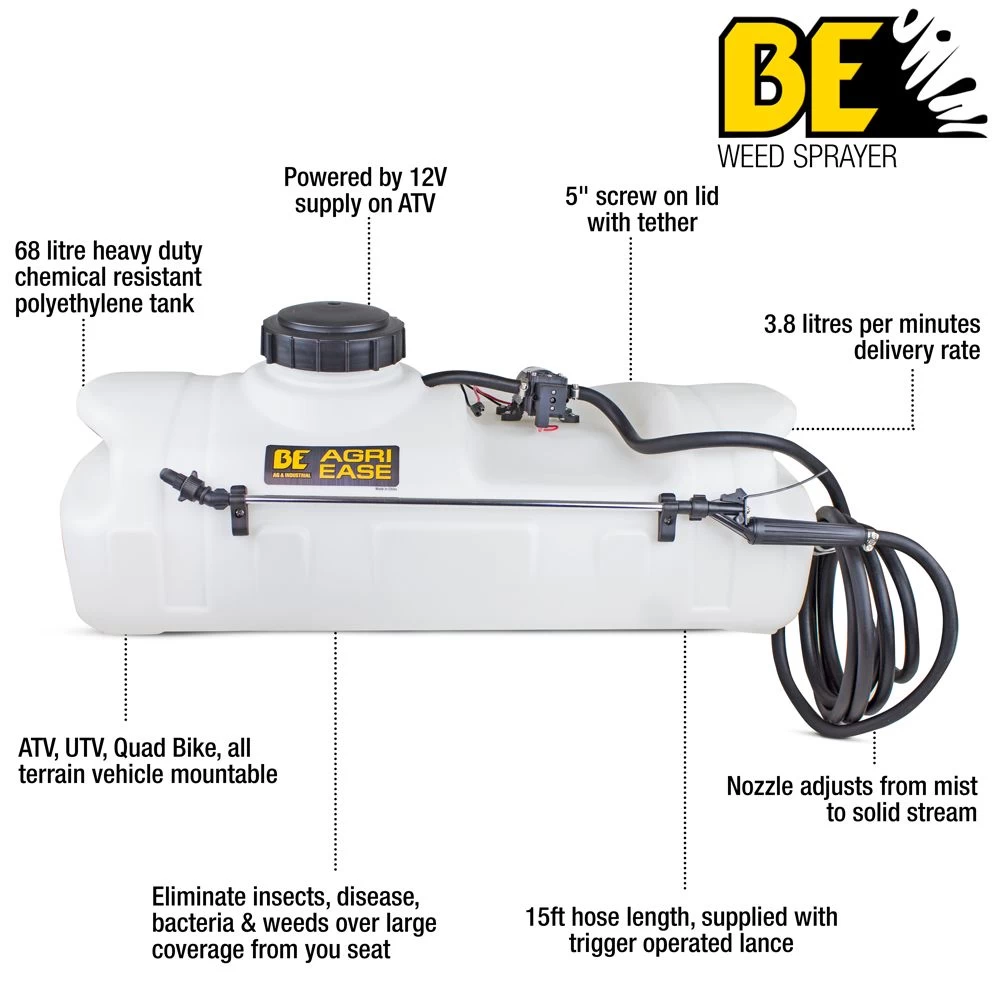 BE AGRIEase 68 Litre 12V ATV Mountable Weed Sprayer 9 BE AGRIEase 68 Litre 12V ATV Mountable Weed Sprayer - Image 7