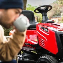 Cobra LT108HS2L 42" Hydrostatic Side Discharge Lawn Tractor -Lawn Mower Shop cobra side discharge tractor lifestyle 1