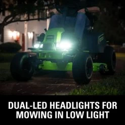 GreenWorks Pro GD60CRT106 CrossoverT 106cm/42" 60V Battery-Powered Side Discharge / Mulching Lawn Tractor -Lawn Mower Shop greenworks 60v crossovert headlights