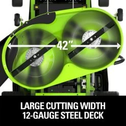 GreenWorks Pro GD60CRT106 CrossoverT 106cm/42" 60V Battery-Powered Side Discharge / Mulching Lawn Tractor -Lawn Mower Shop greenworks 60v crossoverz deck 1