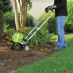 GreenWorks G40TL G-MAX 40V Cordless Tiller (Bare Tool) -Lawn Mower Shop greenworks g40tl tiller lifestyle