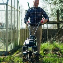 Webb WEPT360MM 36cm Petrol Tiller -Lawn Mower Shop webb wept360mm tiller lifestyle adam